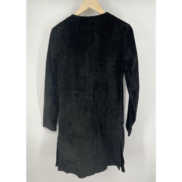 Kate Moss Topshop Black Suede Leather Trench Jacket Size 8 - Picture 7 of 7